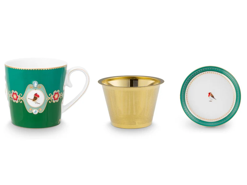 PIP STUDIO Love Birds Medallion Emerald-Green Tesset für eine Person 0,3l