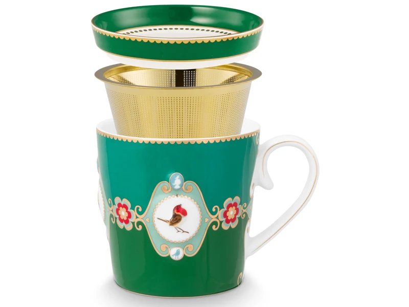 PIP STUDIO Love Birds Medallion Emerald-Green Tesset für eine Person 0,3l