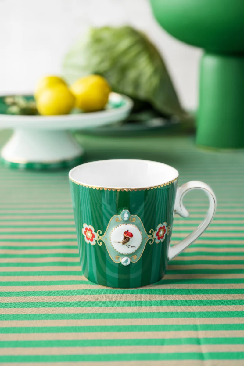 PIP STUDIO Love Birds Medallion Stripes Emerald-Green Teeset für eine Person 0,3l