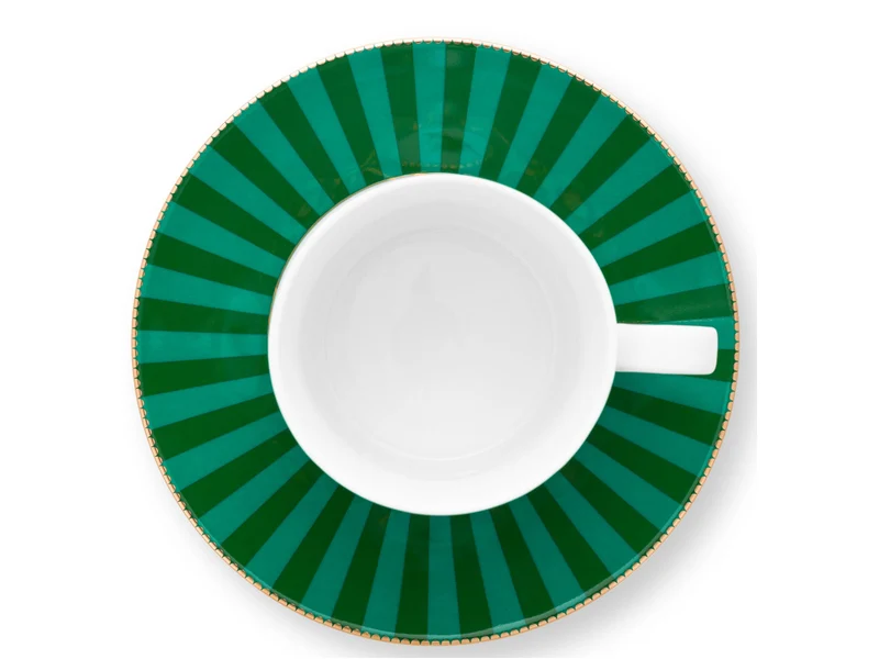 PIP STUDIO Love Birds Medallion Emerald-Green Tasse mit Untertasse 0,2l Set2