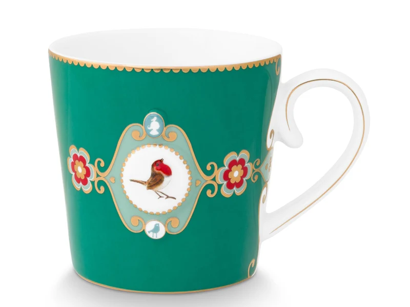PIP STUDIO Love Birds Medallion Emerald Henkelbecher Large 0,25l Set2