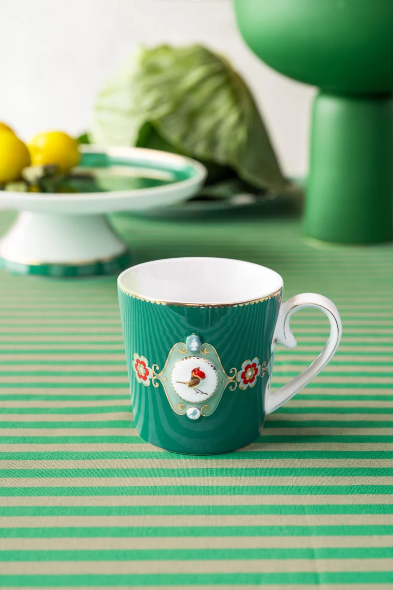 PIP STUDIO Love Birds Medallion Emerald Henkelbecher Large 0,25l Set2
