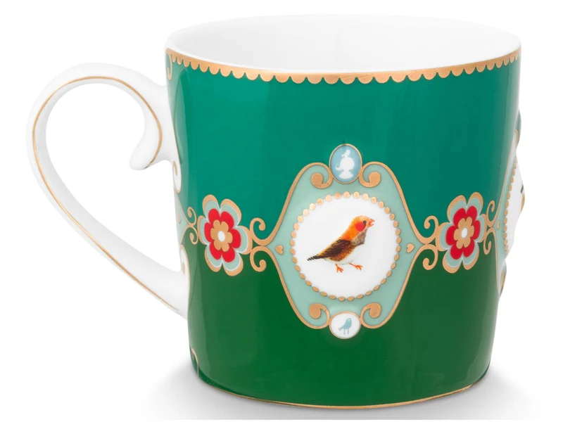PIP STUDIO Love Birds Medallion Emerald-Green Henkelbecher Large 0,25l Set2