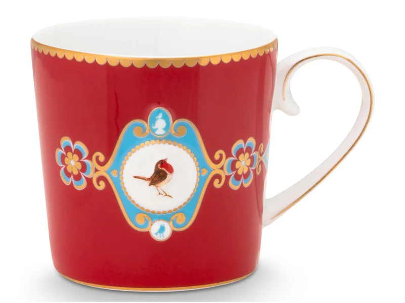 PIP STUDIO Love Birds Medallion Red Henkelbecher Small 0,15l Set2