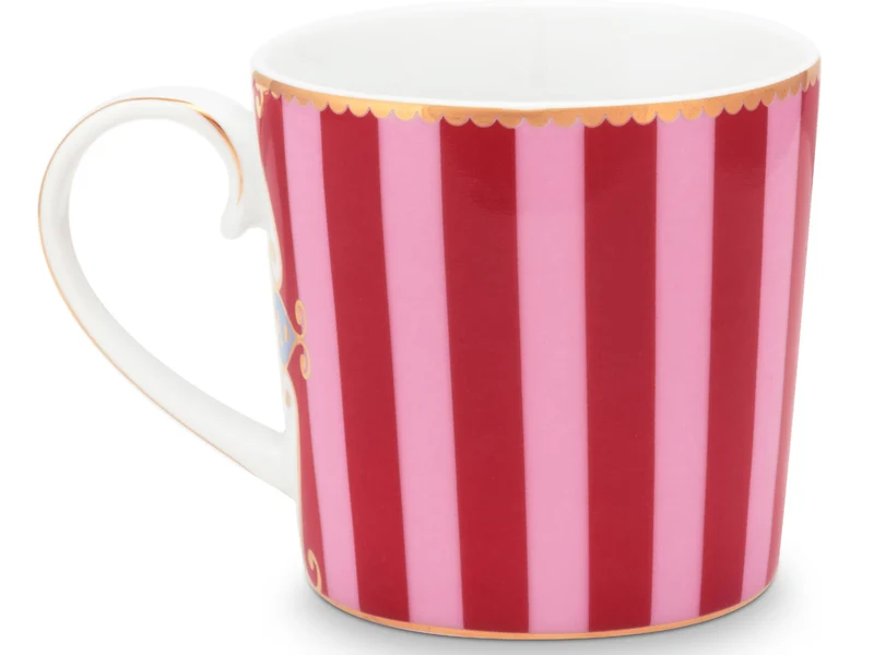PIP STUDIO Love Birds Medallion Stripes Red-Pink Henkelbecher Small 0,15l Set2