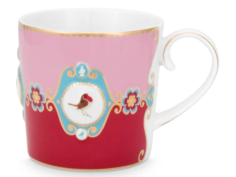 PIP STUDIO Love Birds Medallion Red-Pink Henkelbecher Small 0,15l Set2