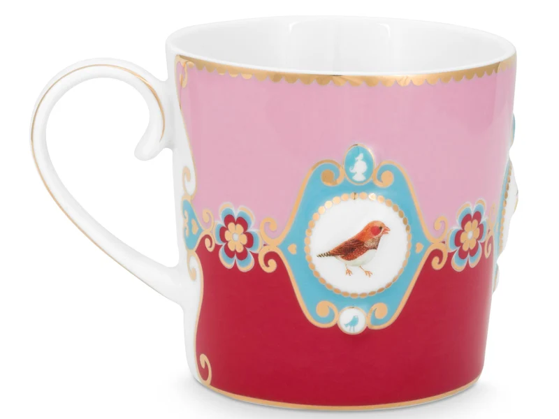 PIP STUDIO Love Birds Medallion Red-Pink Henkelbecher Small 0,15l Set2