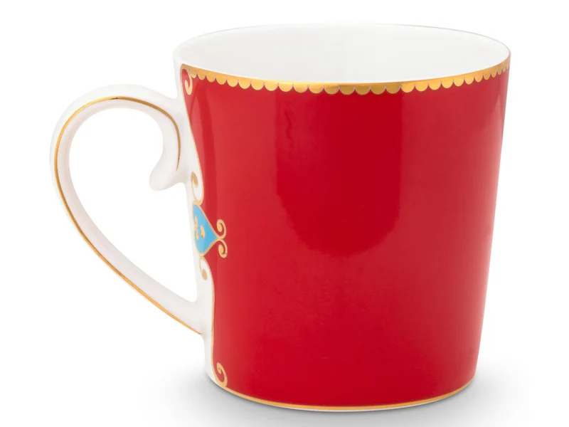 PIP STUDIO Love Birds Medallion Red Henkelbecher Large 0,25l Set2