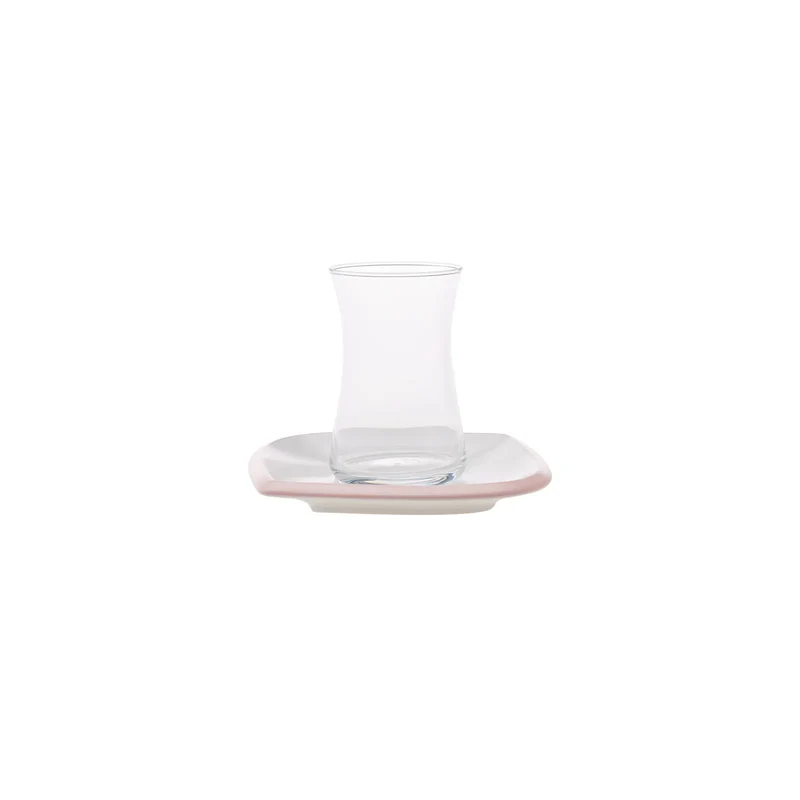 Karaca Tiny Rim für 6 Personen Frühstücksset und Servierschalen, 26 Teilig, Rosa Grün
