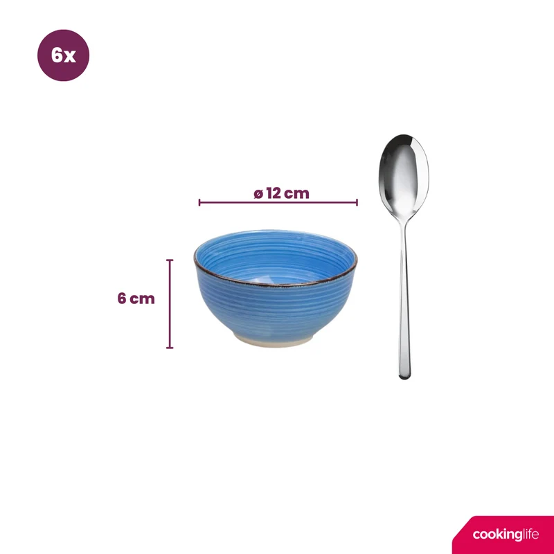 Cookinglife Kleine Schüsseln Delice Blau ø 12 cm - 6 Stück