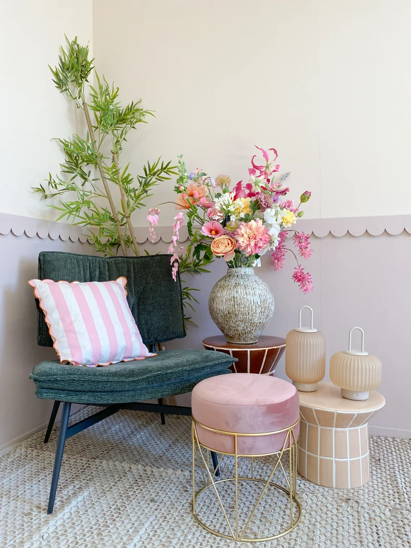 HOCKER SAMT 35X38CM ROSA