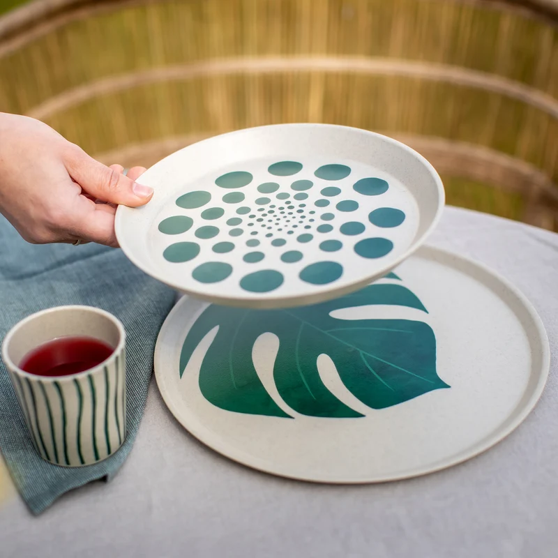 Grosser Teller CONNECT PLATE 255mm MONSTERA LEAF 4er-Set