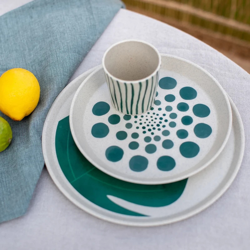 Kleiner Teller CONNECT PLATE 205mm MONSTERA DOTS 4er-Set