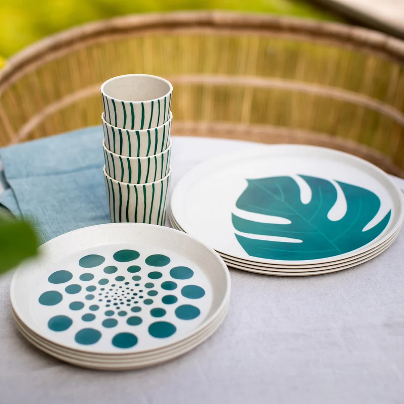 Kleiner Teller CONNECT PLATE 205mm MONSTERA DOTS 4er-Set