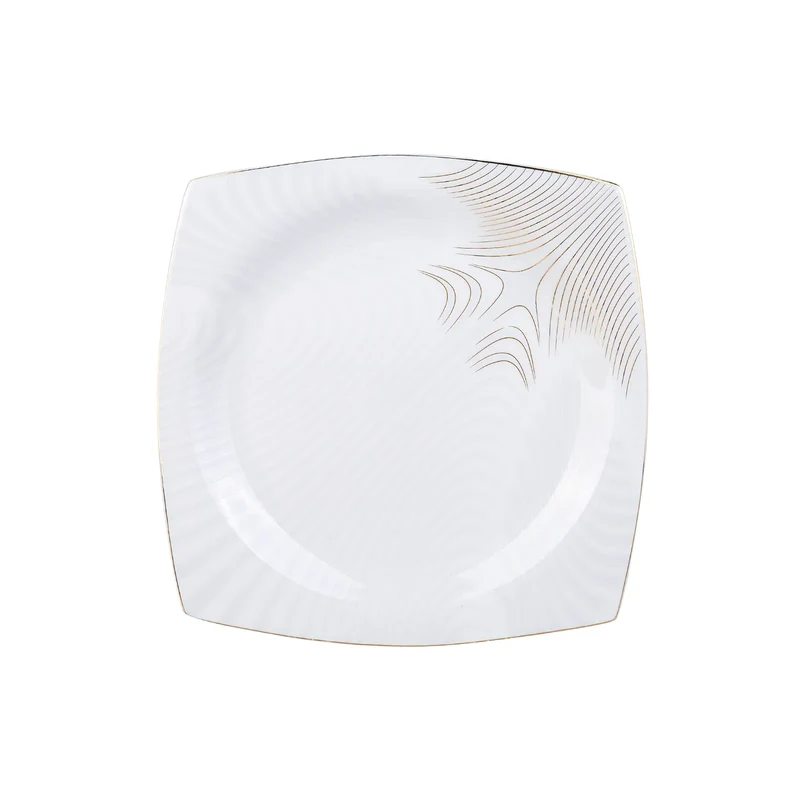 Karaca Fine Bone New Together Alone Gold 60-teiliges Quadratisches Geschirr für 12 Personen