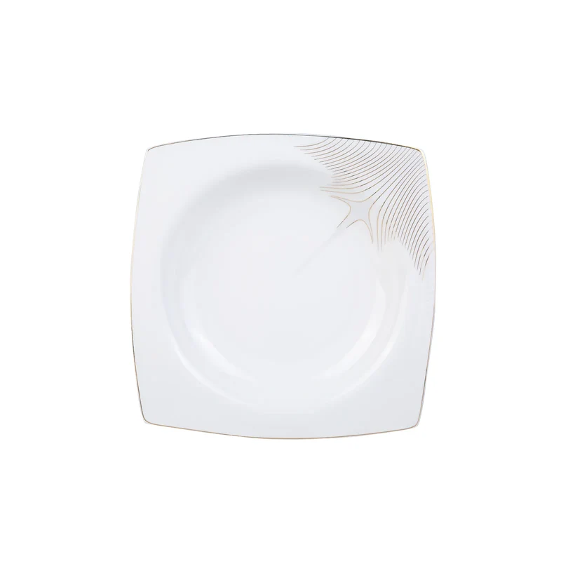 Karaca Fine Bone New Together Alone Gold 60-teiliges Quadratisches Geschirr für 12 Personen