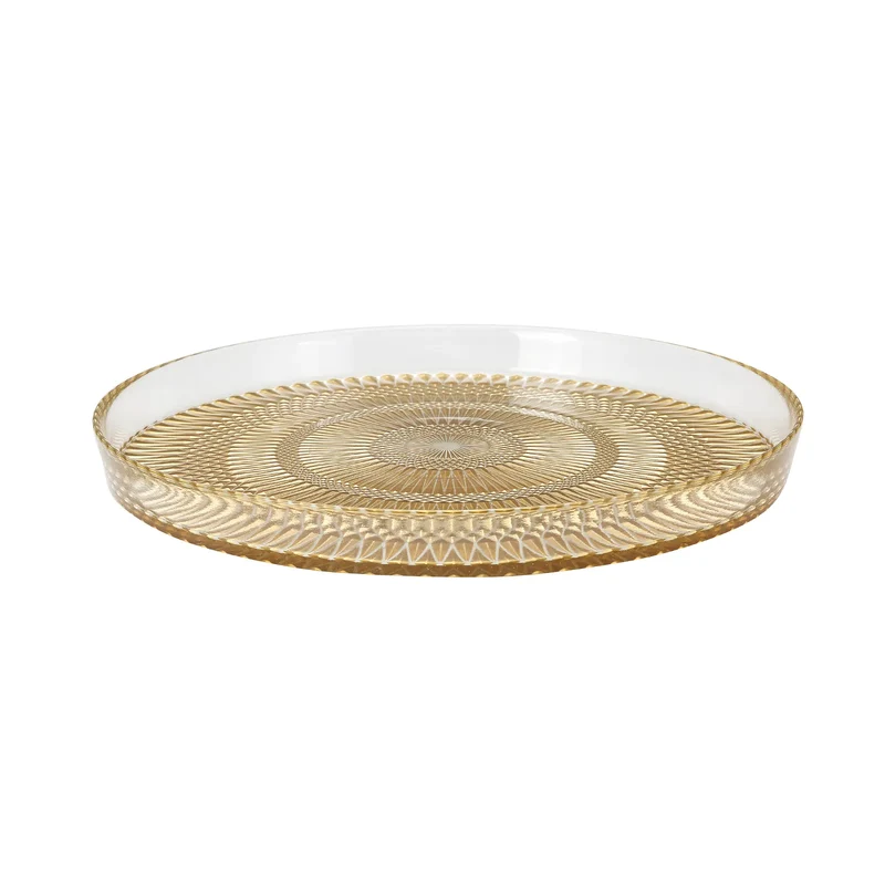 Karaca Palermo Glas Serviertablett Gold 32 cm