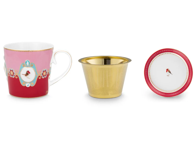 PIP STUDIO Love Birds Medallion Red-Pink Teeset für eine Person