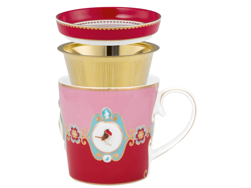 PIP STUDIO Love Birds Medallion Red-Pink Teeset für eine Person