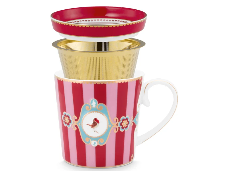 PIP STUDIO Love Birds Medallion Stripes Red-Pink Teeset für eine Person