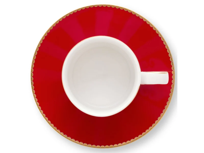 PIP STUDIO Love Birds Stripes Red-Pink Espressotasse mit Untertasse 0,125l Set2