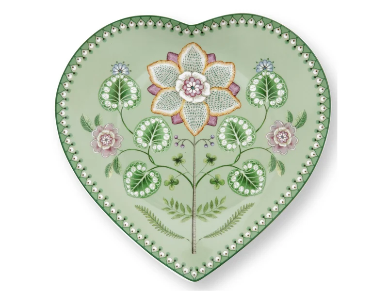 PIP STUDIO Lily&Lotus Light Green Herzformteller 21,5cm Set2