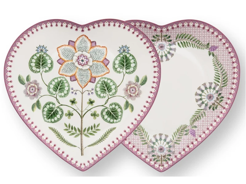 PIP STUDIO Lily&Lotus Lilac Herzformteller 21,5cm Set2