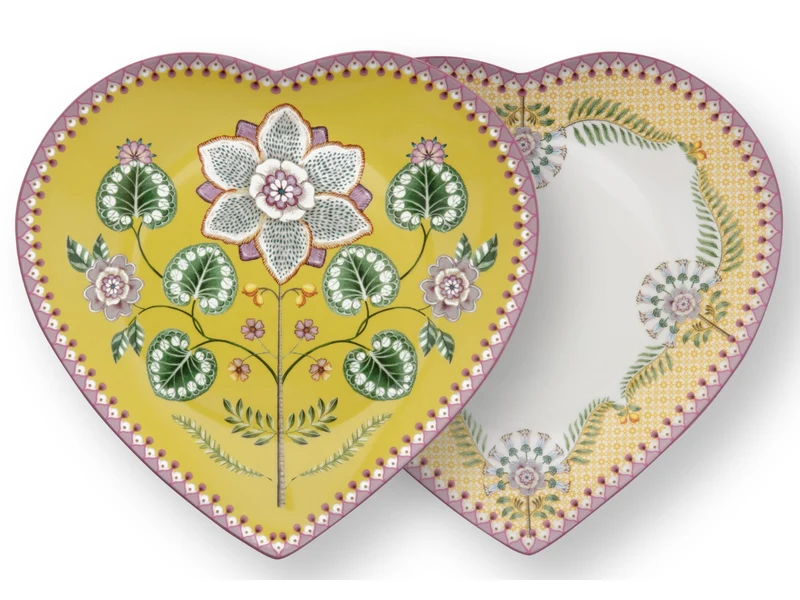 PIP STUDIO Lily&Lotus Yellow Herzformteller 21,5cm Set2