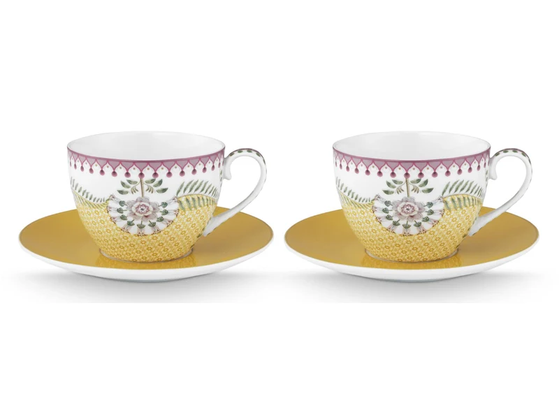 PIP STUDIO Lily&Lotus Yellow Tasse mit Untertasse 0,3l Set2