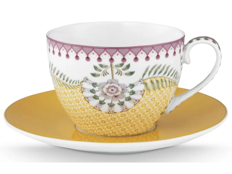 PIP STUDIO Lily&Lotus Yellow Tasse mit Untertasse 0,3l Set2