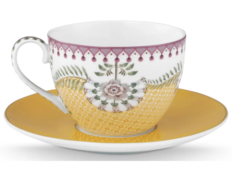 PIP STUDIO Lily&Lotus Yellow Tasse mit Untertasse 0,3l Set2