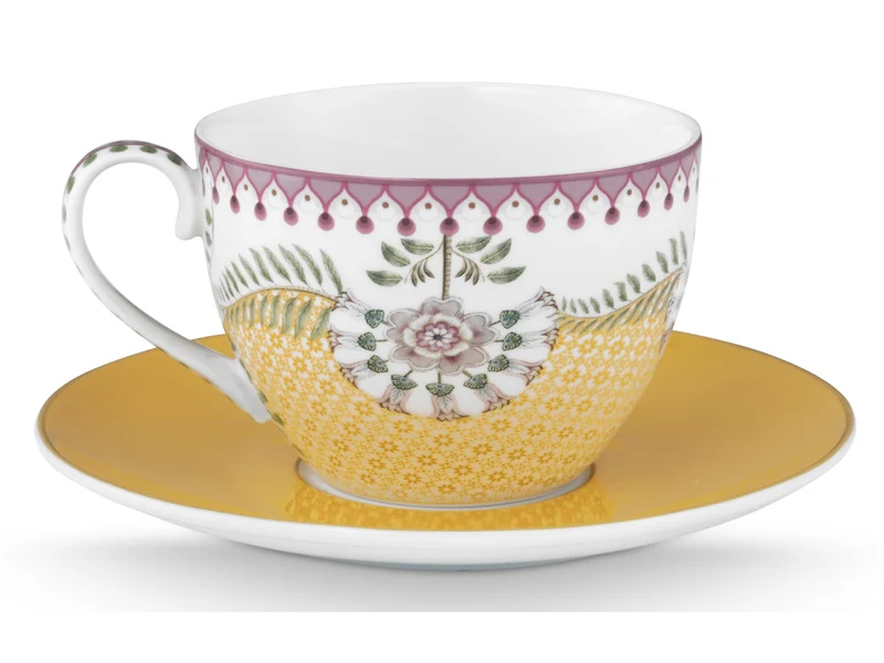PIP STUDIO Lily&Lotus Tiles Yellow Tasse mit Untertasse 0,3l