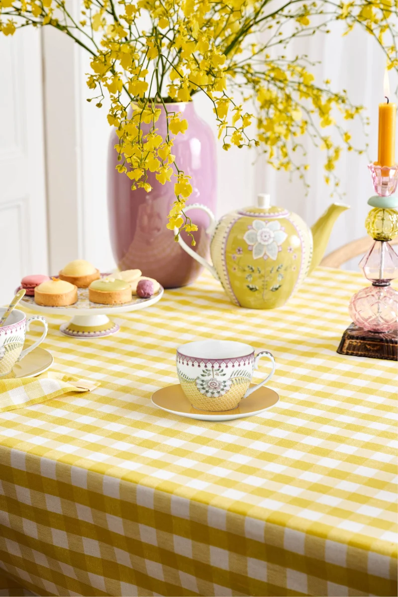 PIP STUDIO Lily&Lotus Tiles Yellow Tasse mit Untertasse 0,3l