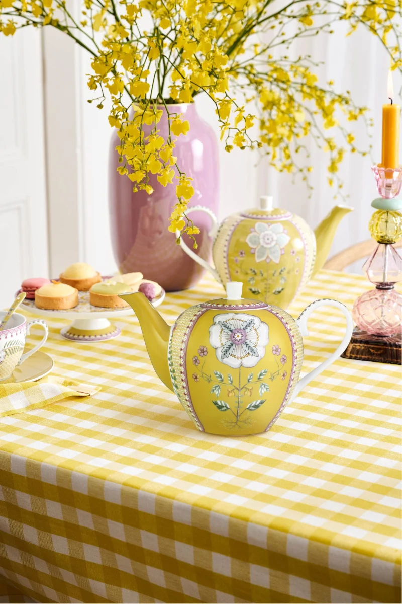 PIP STUDIO Lily&Lotus Tiles Yellow Large Teekanne 1,6l