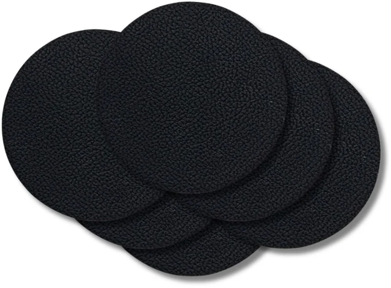 Cookinglife Untersetzer - Veganes Leder - Schwarz - ø 10 cm - 6 Stück