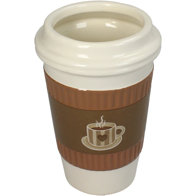 Pflanztopf Kaffeetasse Feines Steingut Braun 11x11x16,5cm