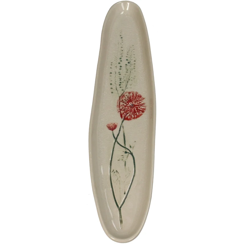 Platte Feldblume Steingut Rot 35x8x2cm