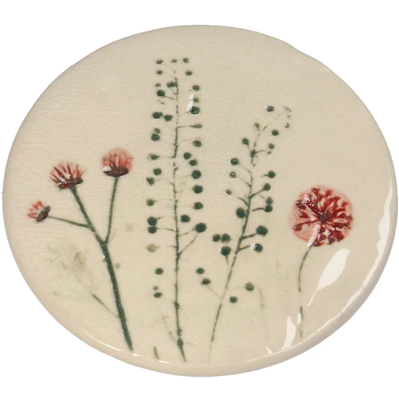 Untersetzer Feldblume Steingut Rot 10,2x10,2x0,5cm