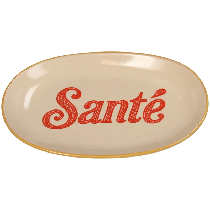 Platte Santé Steingut Beige 21x12,5x2,5cm
