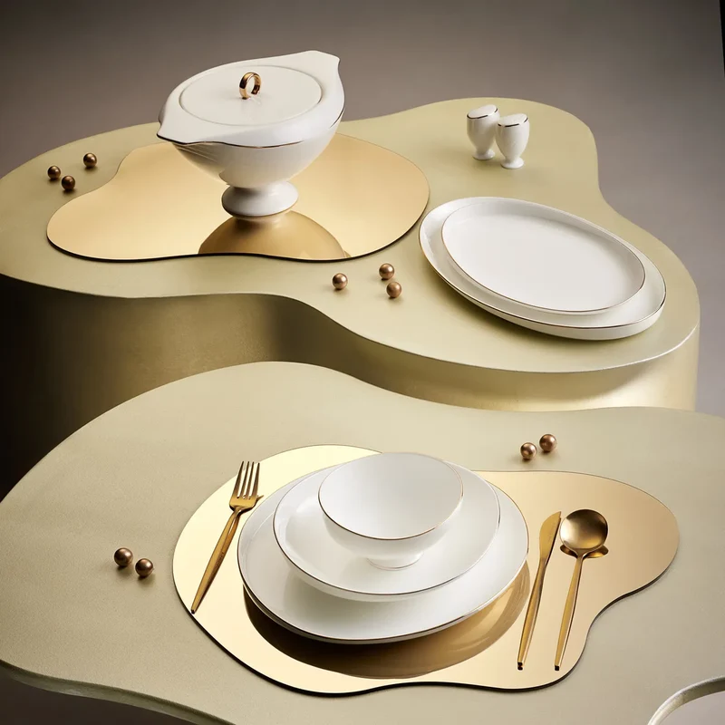 Karaca Fine Pearl Extra Wilderness 62-Teiliges 12-Personen Geschirrset Gold