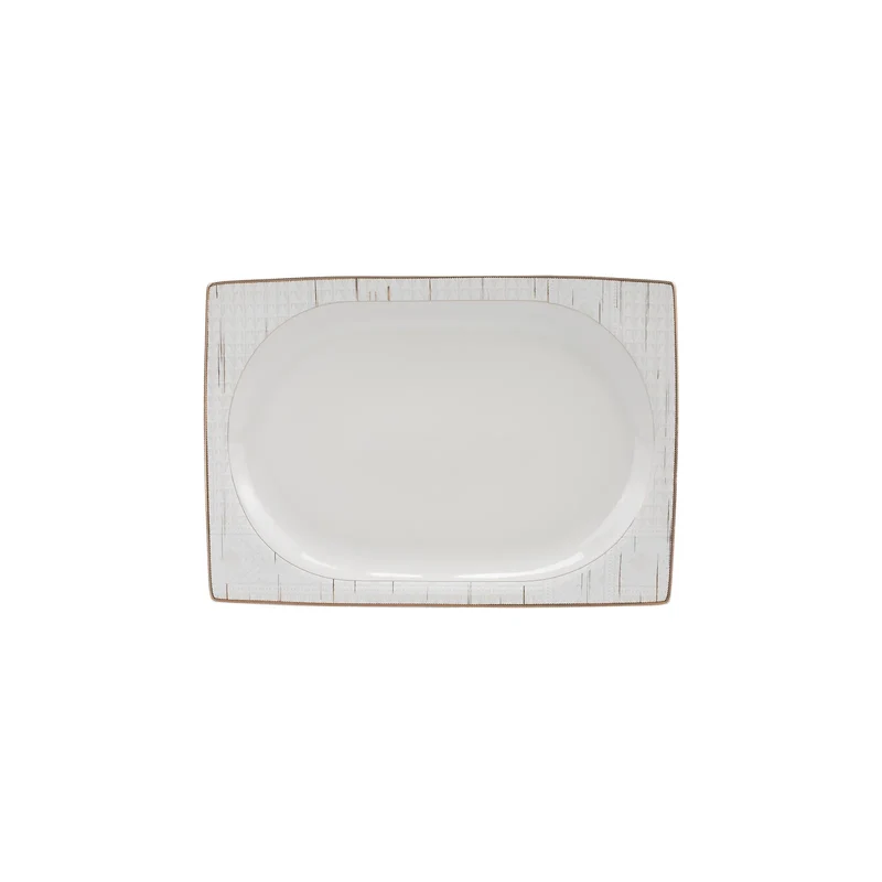 Karaca Batik Cream 60-teiliges Tafelgeschirr-Set für 12 Personen Gold Quadrat