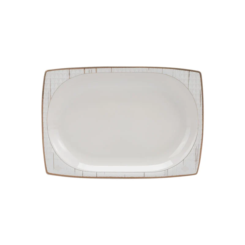 Karaca Batik Cream 60-teiliges Tafelgeschirr-Set für 12 Personen Gold Quadrat