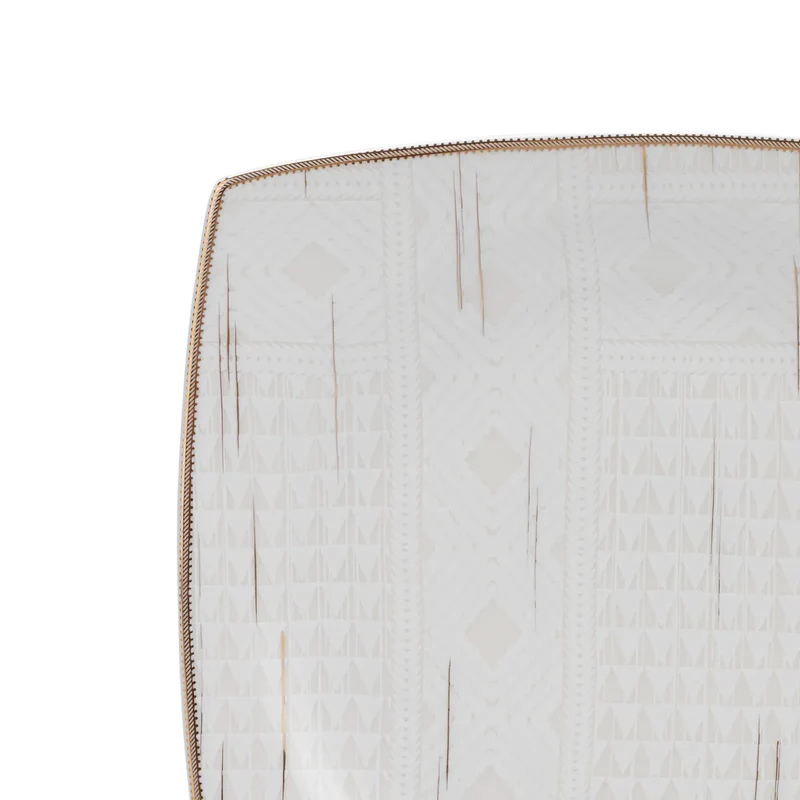 Karaca Batik Cream 60-teiliges Tafelgeschirr-Set für 12 Personen Gold Quadrat
