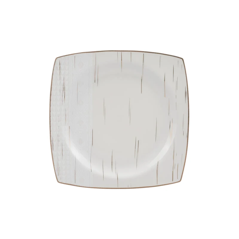 Karaca Batik Cream 60-teiliges Tafelgeschirr-Set für 12 Personen Gold Quadrat