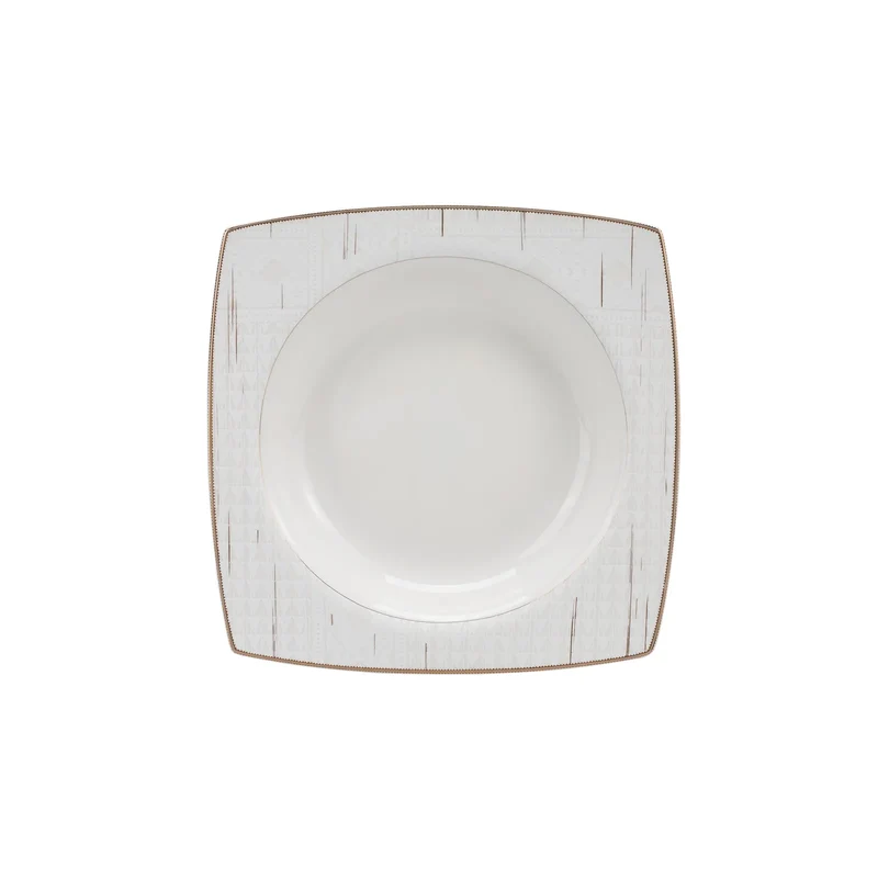 Karaca Batik Cream 60-teiliges Tafelgeschirr-Set für 12 Personen Gold Quadrat