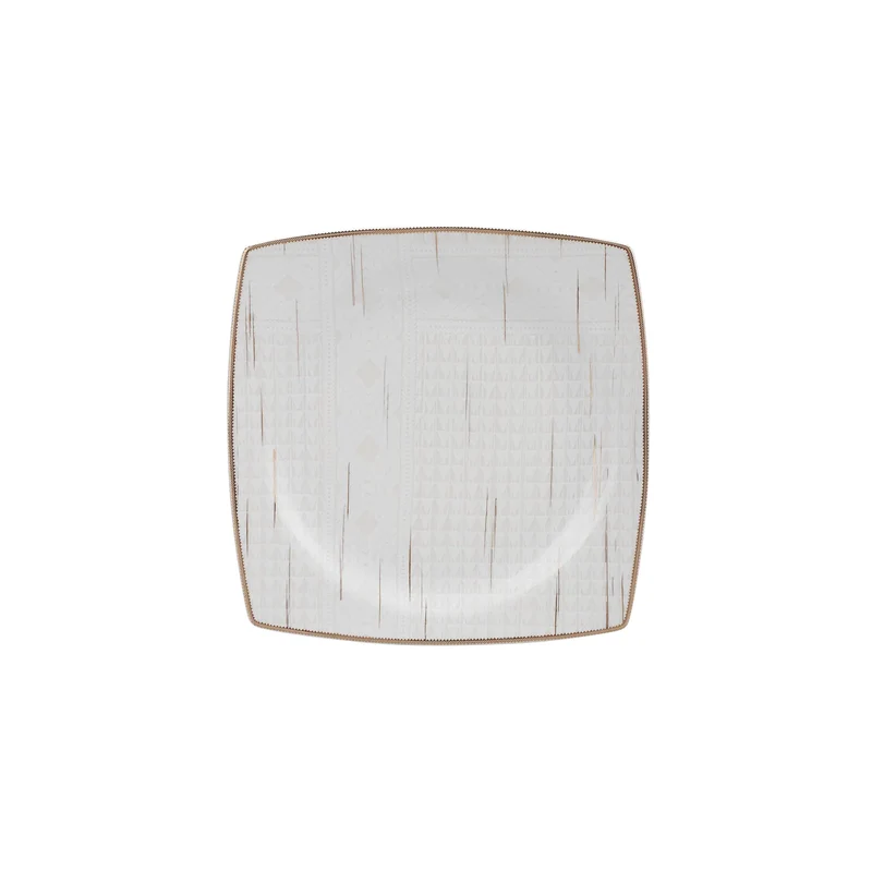 Karaca Batik Cream 60-teiliges Tafelgeschirr-Set für 12 Personen Gold Quadrat