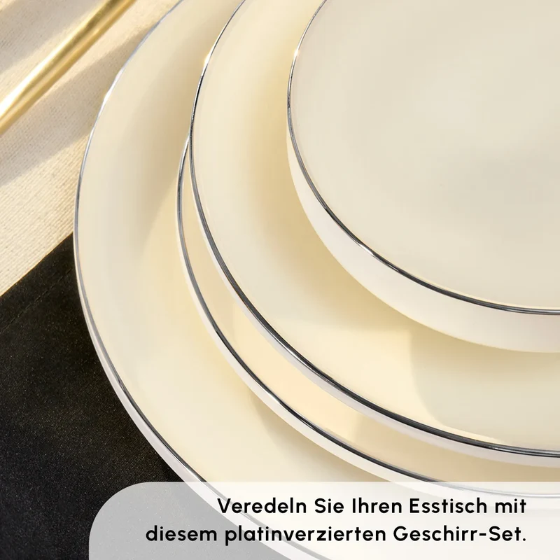 Karaca Stream Bone New Meridian 59-Teiliges 12-Personen Geschirrset Platin