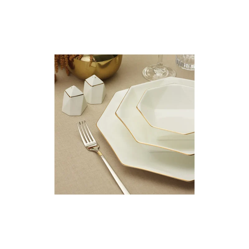 Karaca Fine Pearl Quarz Gold Tafelservice-Set -62- teilig für 12 Personen