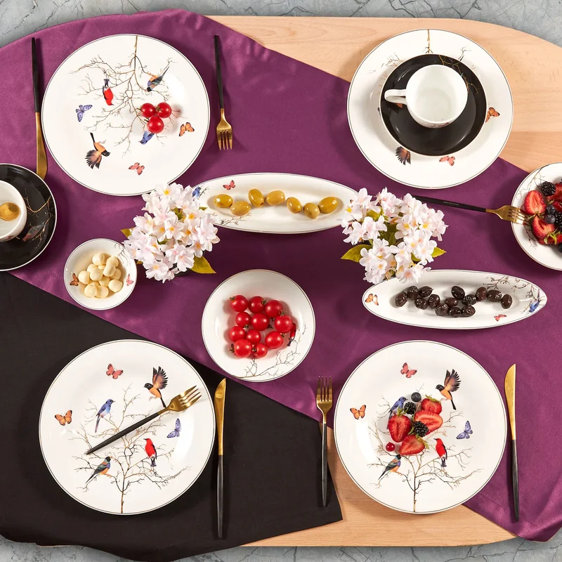 Karaca Fine Pearl Grace Black 26-teiliges Frühstücksset und Servierschalen