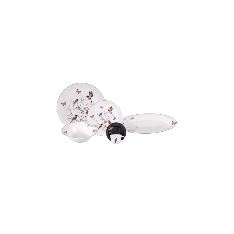 Karaca Fine Pearl Grace Black 26-teiliges Frühstücksset und Servierschalen